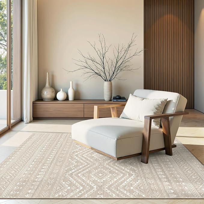 Miukiki 4x6 Area Rug for Living Room Moroccan Washable Rugs Non Slip Indoor by Miukiki