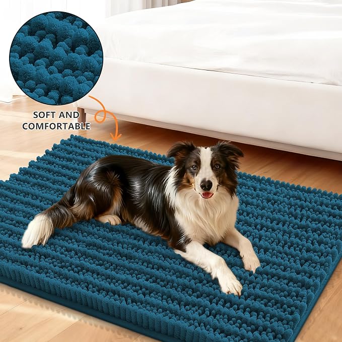 Smiry Dog Door Mat for Muddy Paws 47x17, Absorbent Dirt Trapper, Non-Slip - Image 2