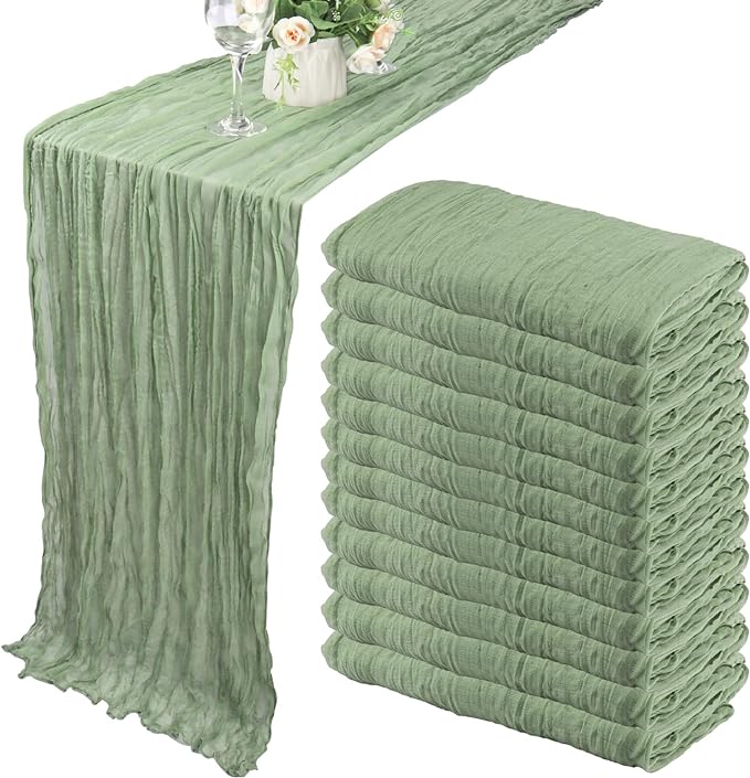 12 Pack 13Ft Cheesecloth Table Runner 35x157 Inch Boho Gauze Table Runner by Fivenl