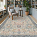 Hazo Haus Soft Red Blue Floral Area Rug 5x7 by HazoHaus
