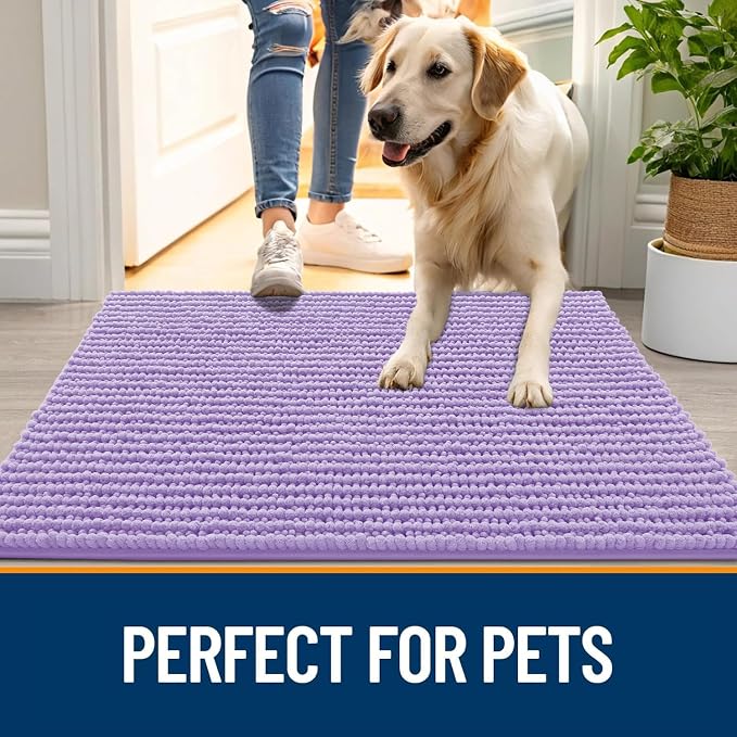 OLANLY Dog Door Mat for Muddy Paws 70x46, Ultra Absorbent Chenille Mud Doormat - Image 6