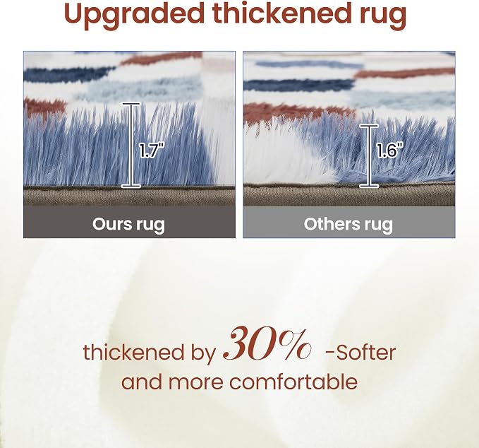 Super Soft Rug for Bedroom, 6x9 Ft Rainbow Area Rug Classic Checkered Shaggy - Image 5