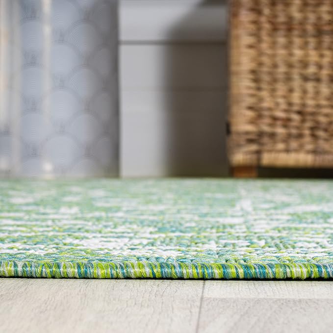 JONATHAN Y Boho Medallion Indoor Outdoor Square Area Rug 5X5 Cream/Green - Image 6