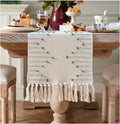 Boho Table Runner 13 x 72 Inch Long Natural Cotton Woven Runner by Caflife