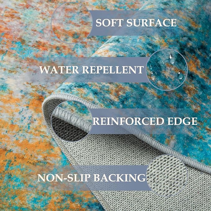 RELEANY Washable Area Rugs Square 8ft Non-Slip Modern Abstract Soft - Image 2