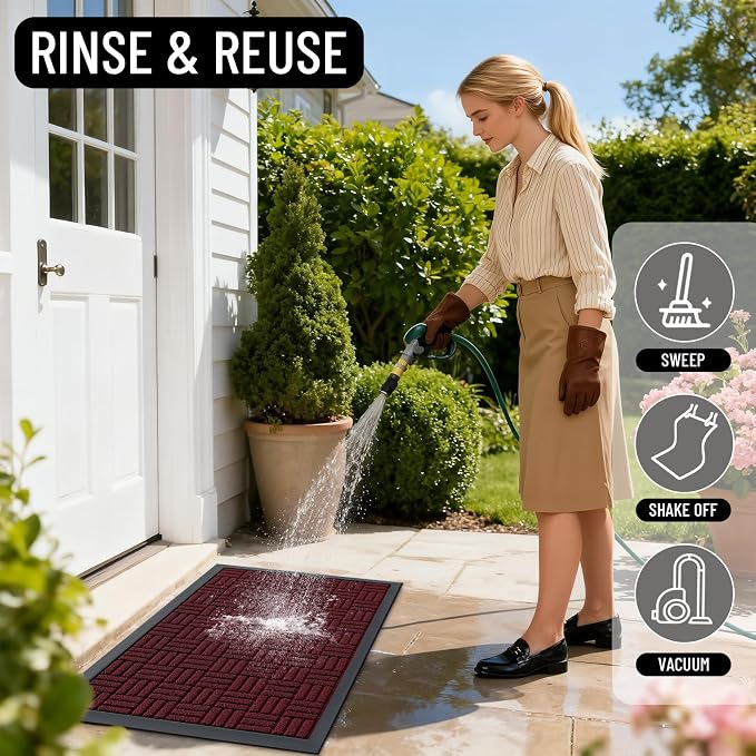 OLANLY Front Door Mat Outside Entrance 33x21, Heavy Duty Sturdy Natural Rubber - Image 8