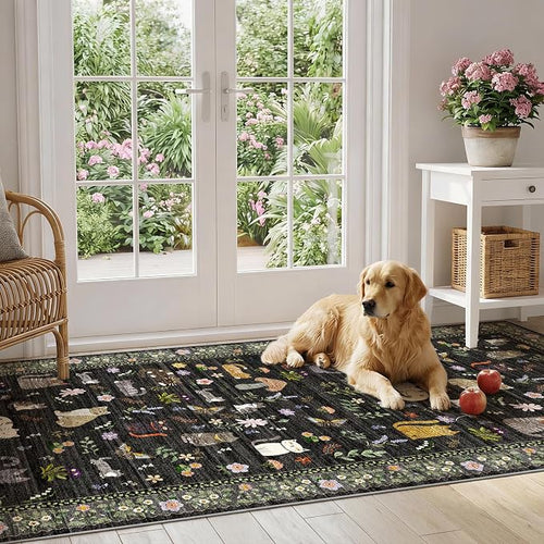 3x7 Washable Rug Runner, Non Slip Low Pile Hallway Cat Runner Rug, Stain - Image 2