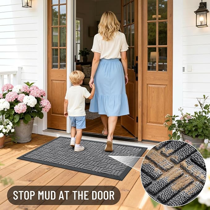 OLANLY Front Door Mat Outside Entrance 33x21, Heavy Duty Sturdy Natural Rubber - Image 7