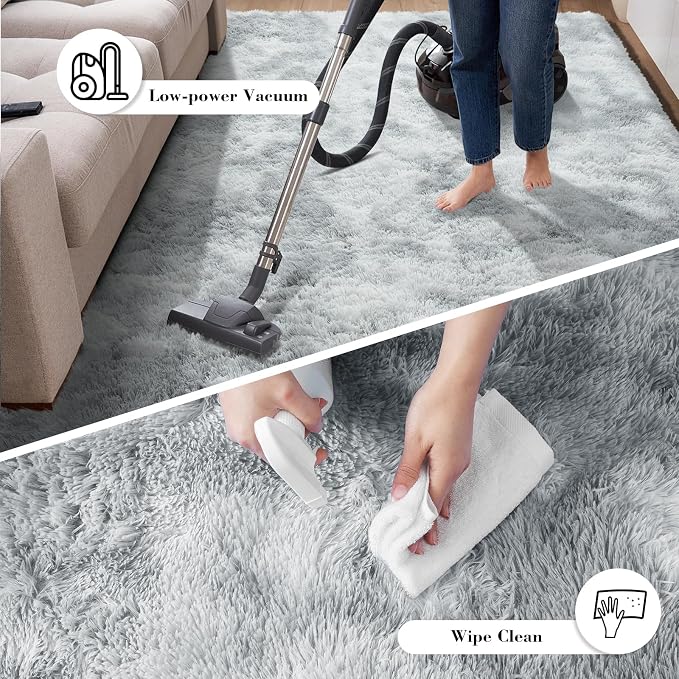 Fluffy Rug Shag Area Rug, Mottling Grey 2x4 Area Rugs - Image 6