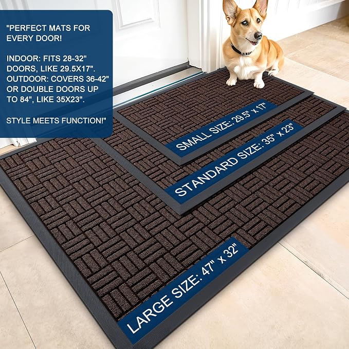 OLANLY Front Door Mat Outside Entrance 59x23, Heavy Duty Sturdy Natural Rubber - Image 2