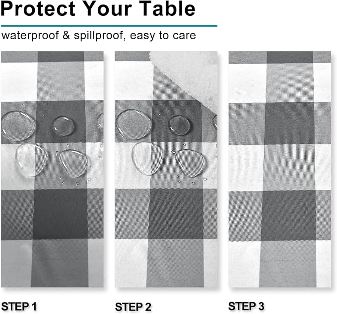 Buffalo Plaid Tablecloth, 2 Pack, 54 x 80 inch, Stain and Wrinkle Resistant - Image 4
