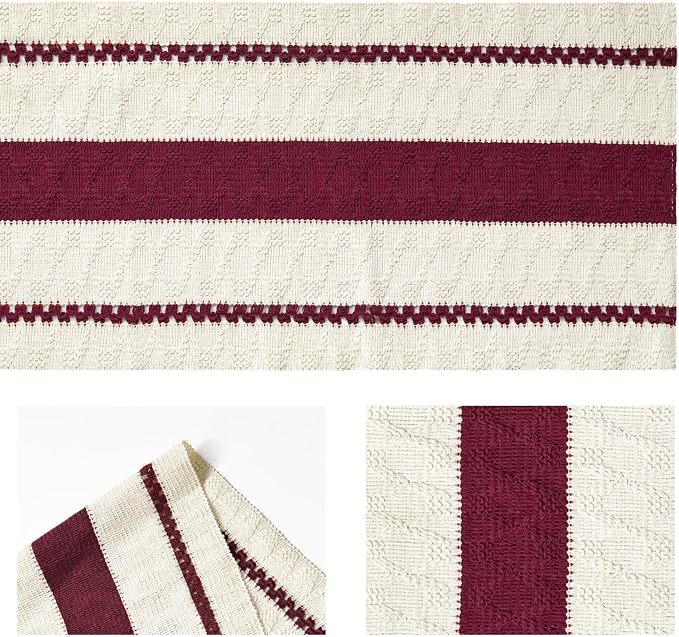 Artoid Mode Red Rustic Woven Table Runner 12x36 Inch | Holiday Farmhouse - Image 5