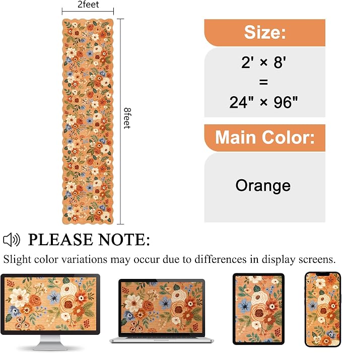 DUKINO 2x8 Washable Runner Rug, Lightweight Soft Floral Hallway Rug Runner - Image 2