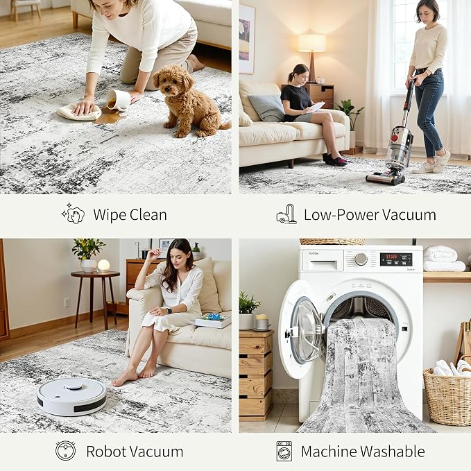 Area Rugs 10x14 Living Room: Large Modern Abstract Washable Rug Soft Anti-Skid - Image 5
