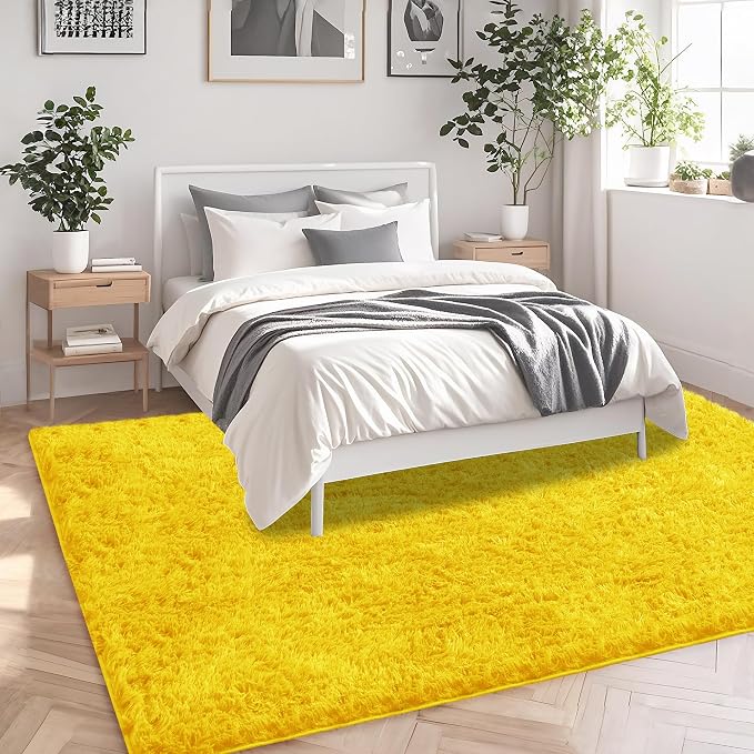 8x10 Yellow Area Rugs for Living Room, Large Fluffy Shag Rug for Bedroom Nursery - Image 3