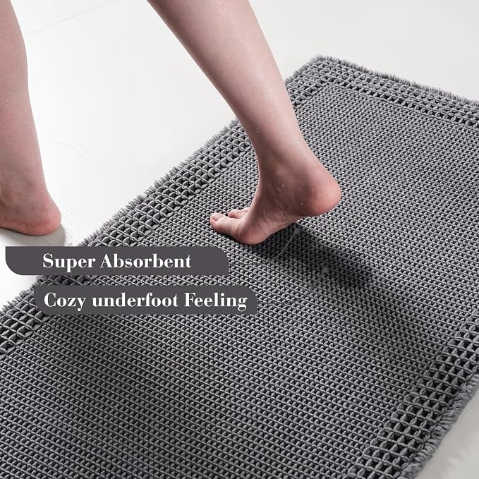 RESARE Waffle Bathroom Runner Rugs, Super Absorbent Bath Mat Non Slip Washable - Image 3