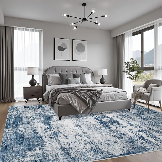 5x7 Area Rug Living Room Rug: Washable Modern Abstract Soft Thin Rug Indoor - Image 4