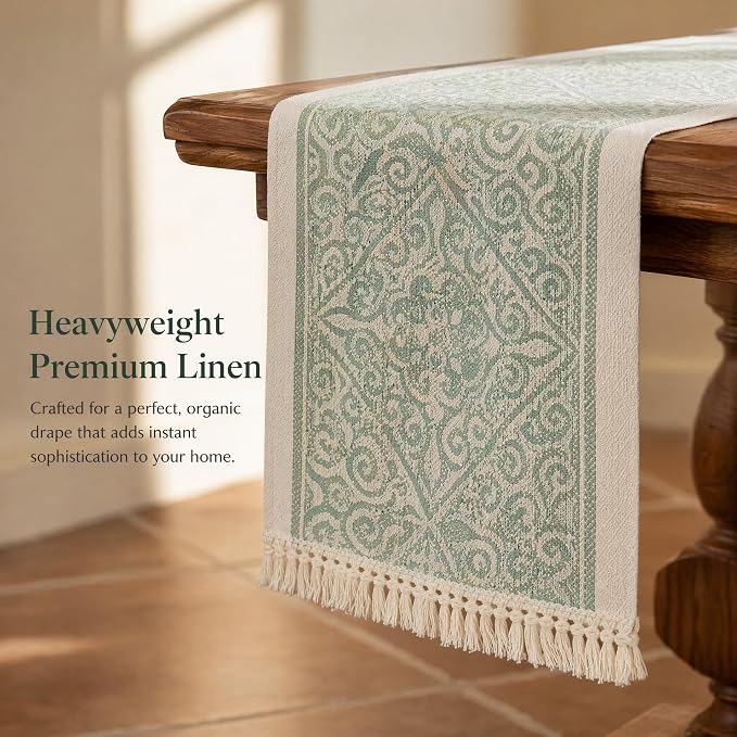 14x72 Damask Table Runner Waterproof French Vintage Dresser Scarf | Tired of a - Image 2