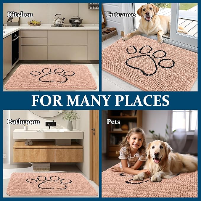 OLANLY Dog Door Mat for Muddy Paws 48x30, Paw Print Design, Absorbs Moisture - Image 8