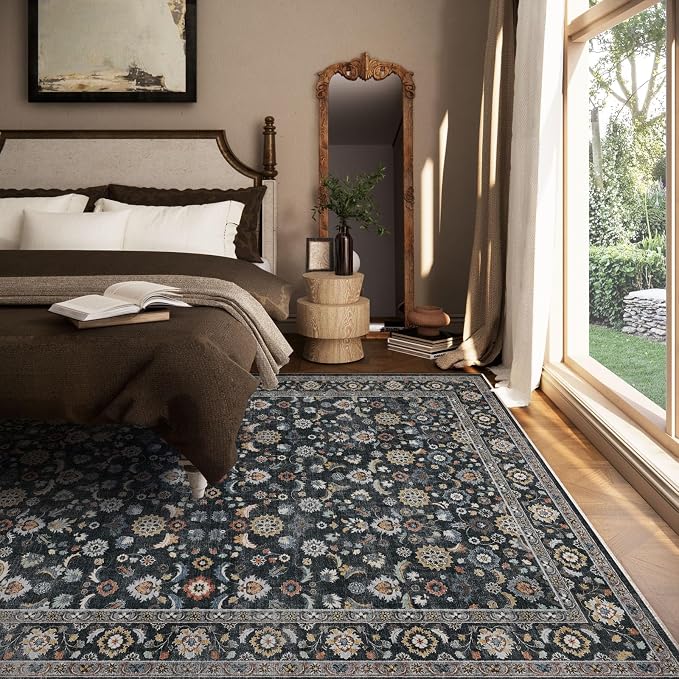 Washable Area Rugs for Living Room: 5x7 Bedroom Rug Vintage Boho Area Rug Stain - Image 6