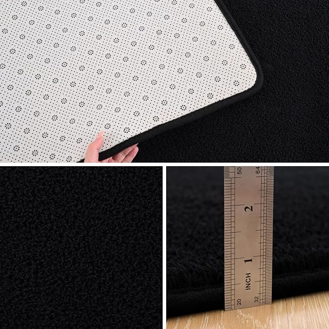 Pettop 7x10 ft Black Area Rugs for Bedroom Living Room, Washable Memory Foam - Image 4