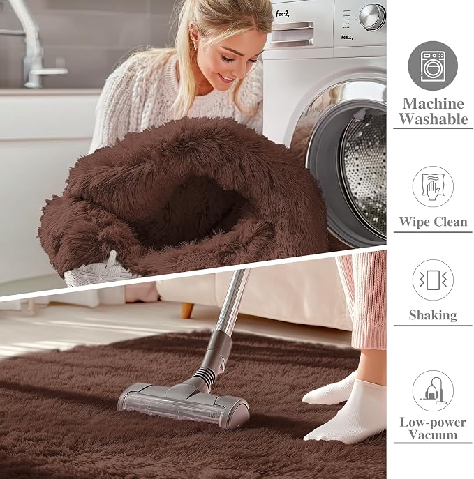 OLANLY 4x5 Machine Washable Accent Rug, Soft Fluffy Shaggy Area Rug - Image 2