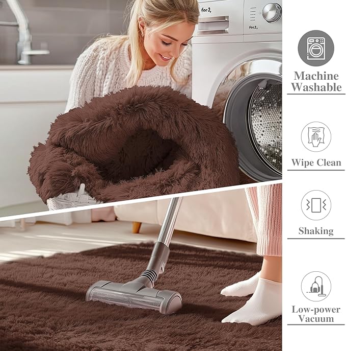 OLANLY 3x4 Machine Washable Accent Rug, Soft Fluffy Shaggy Area Rug - Image 2