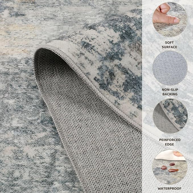 UERMEI 2x3 Entryway Area Rug: Washable Neutral Modern Abstract Small Rug - Image 7