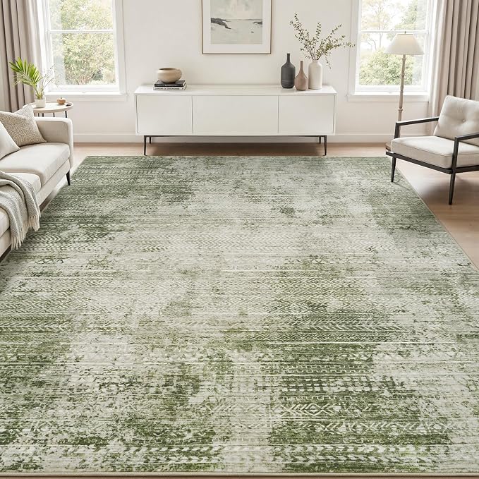 6x9 Area Rugs for Living Room Non Slip Machine Washable Rug Distressed Abstract by Tchdio