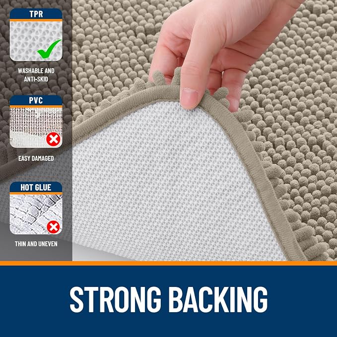 OLANLY Bathroom Runner Rugs 44x24, Soft Absorbent Chenille Bath Rugs, Rubber - Image 6