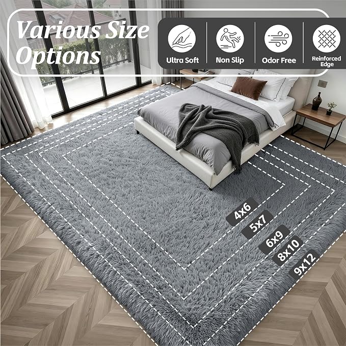 Fluffy 4x6 Area Rugs for Living Room Bedroom: Ultra Soft Shag Rug Non-Slip - Image 9