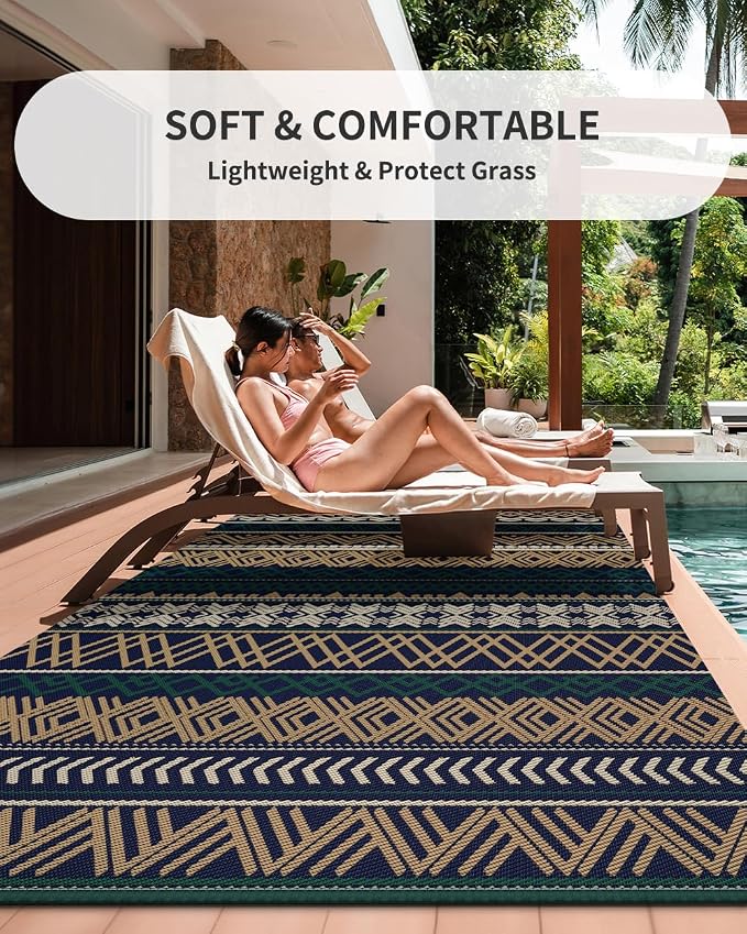 MontVoo Outdoor Rug Carpet Waterproof-Patio Rug Mat 6x9 Reversible RV Outdoor - Image 7
