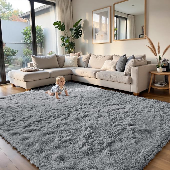 yongyangjuxin Fluffy Rug Shag Area Rug, Light Grey 8x10 Area Rugs by Yongyangjuxi