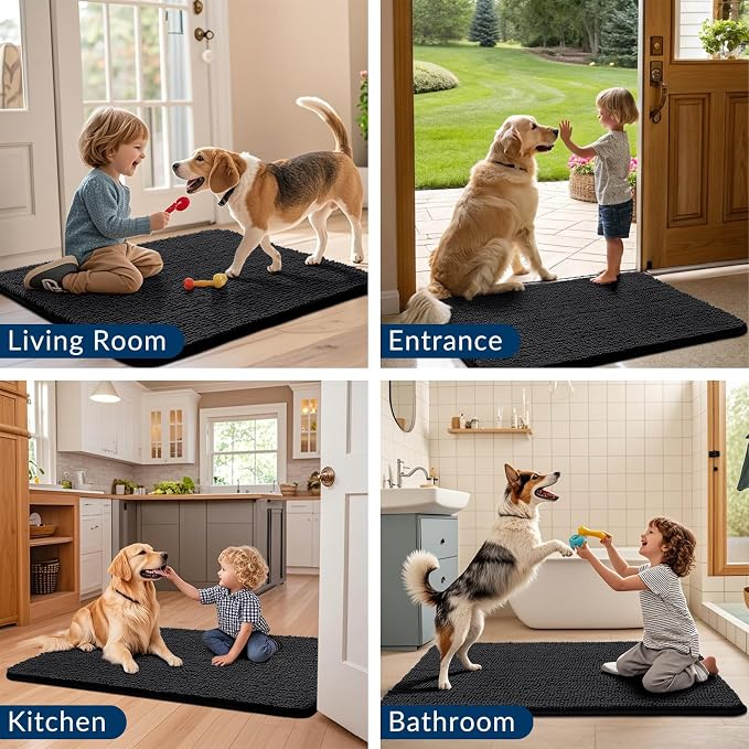 Smiry Dog Door Mat for Muddy Paws 54x32, Absorbent Dirt Trapper, Non-Slip - Image 7