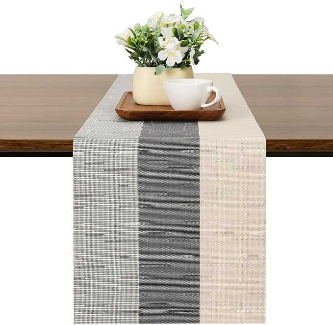 Table Runner 88 Inches Long, Vinyl Woven Farmhouse Table Runners | Washable by Chitomars