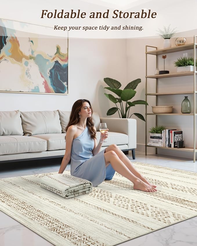 Miukiki 8x10 Area Rug for Living Room Moroccan Washable Rugs Non Slip Indoor - Image 6