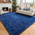 Amdrebio Navy Blue Area Rugs for Boys Bedroom, 5x8 Shag Fluffy Furry Plush Rug by Amdrebio