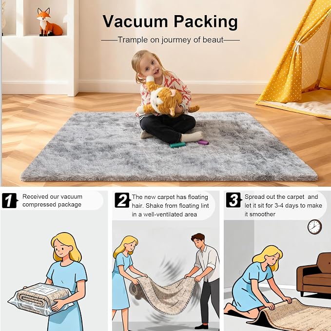 4x6 Rugs for Bedroom, Fluffy Area Rugs for Living Room, Small Fuzzy Shag Soft - Image 5