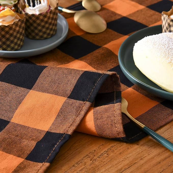 Tosewever Halloween Buffalo Check Plaid Table Runner, Cotton Polyester Blend - Image 6