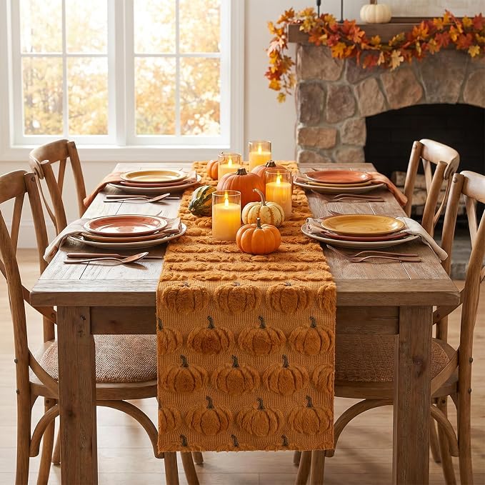Artoid Mode Caramel Soft Faux Fur Fall Table Runner 13x60 Inch | Seasonal - Image 2