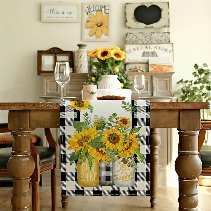 Sunflower Summer Table Runner 13x60 Inch, Kitchen Dining Table Decoration - Image 2