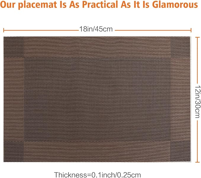 Placemats Set of 12, Vinyl PVC Heat Resistant Washable Placemats Set, Non Slip - Image 3