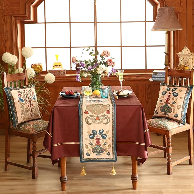Patdrea Designer Vintage French Velvet Table Runner, Decorative Runner - Image 2