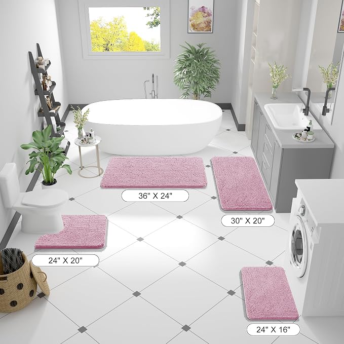 OLANLY Large Bathroom Rugs 45x27, Extra Soft Absorbent Chenille Bath Rugs - Image 2