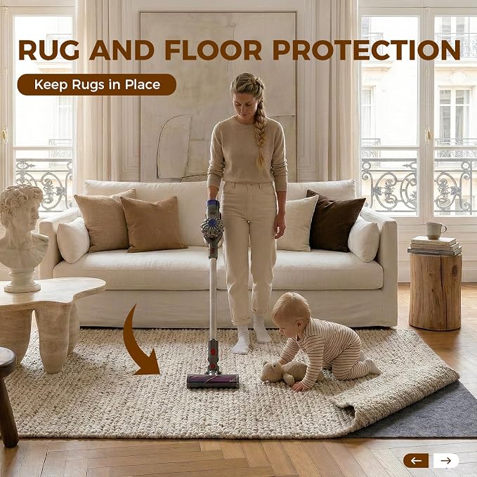 Rug Pad 2 x 3 Ft Non-Slip, Felt and Natural Rubber Backing, 1/4" Thick - Image 2