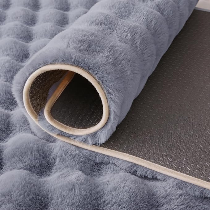 Gray Rabbit Plush Rug 6'x9', Fluffy Shaggy Area Rug - Image 7