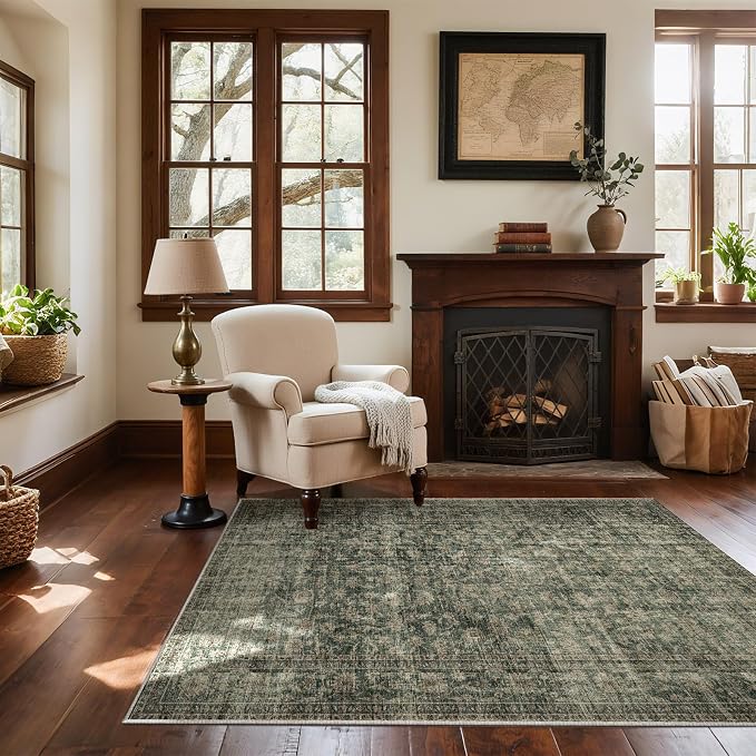 Machine Washable Throw Rugs for Entryway: Door Mat Indoor Entrance 4x6 Rug Boho by palohom