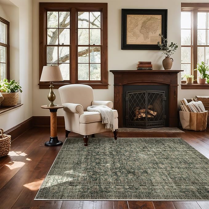 Machine Washable Throw Rugs for Entryway: Door Mat Indoor Entrance 3x5 Rug Boho - Image 4