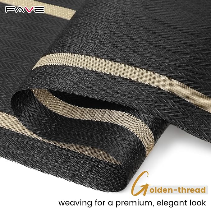 FAVE Woven Vinyl Table Runner 90x12 Inch Black - Image 9