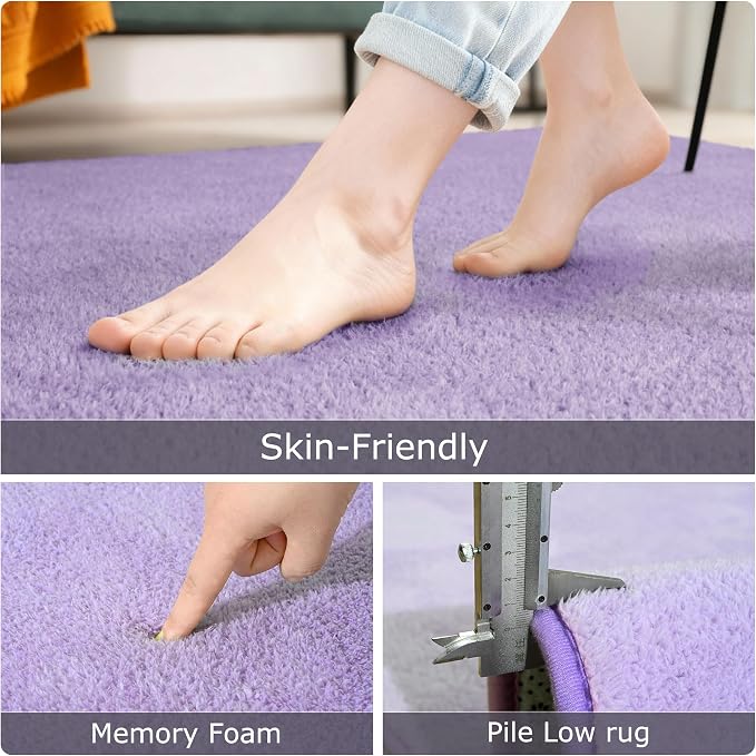 Keeko 5x7 Purple Area Rugs for Bedroom, Soft Modern Living Room Rug Indoor Non - Image 6